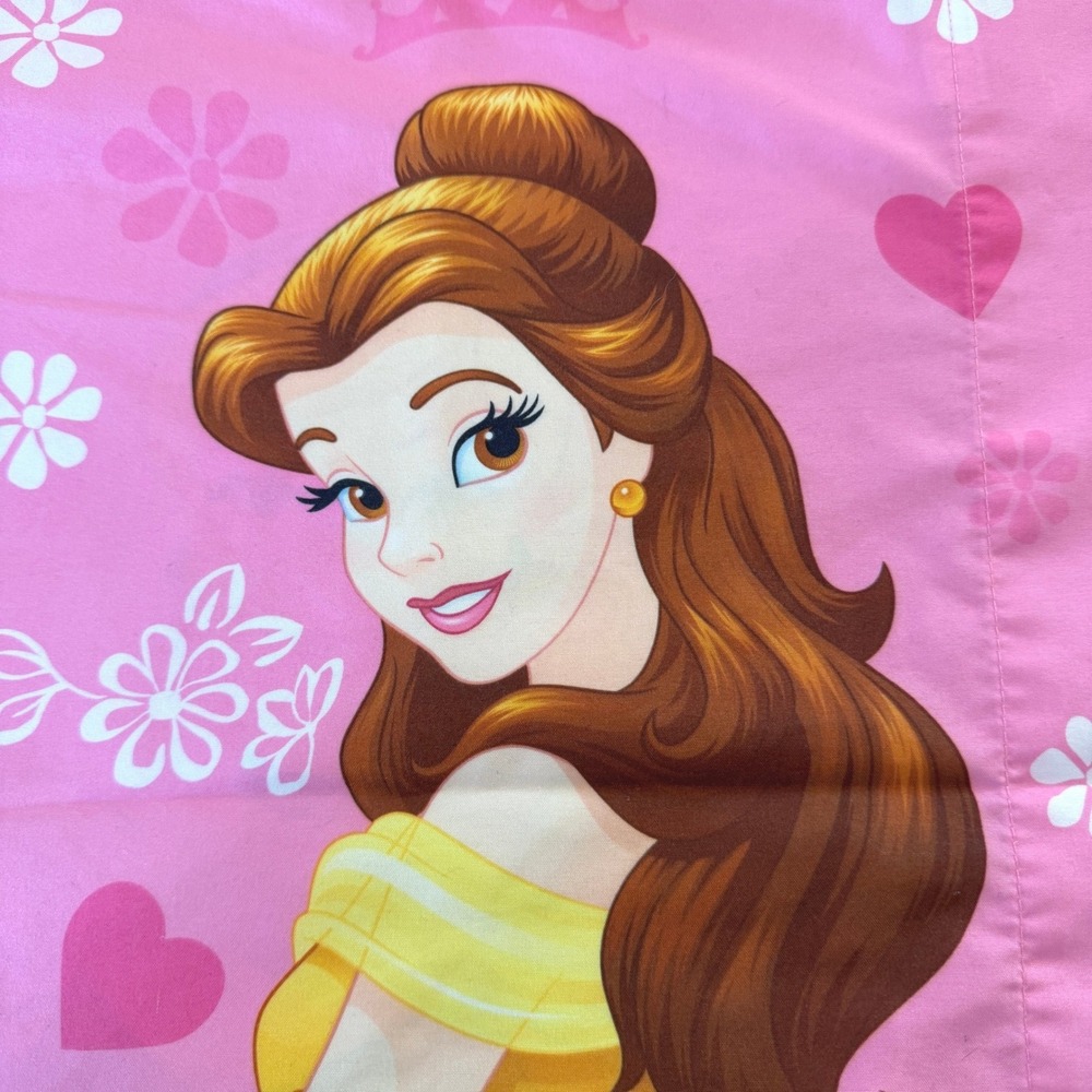 Disney Princess Standard Pillowcase 2Pc Set Belle Rapunzel Cinderella Pink - Picture 5 of 8